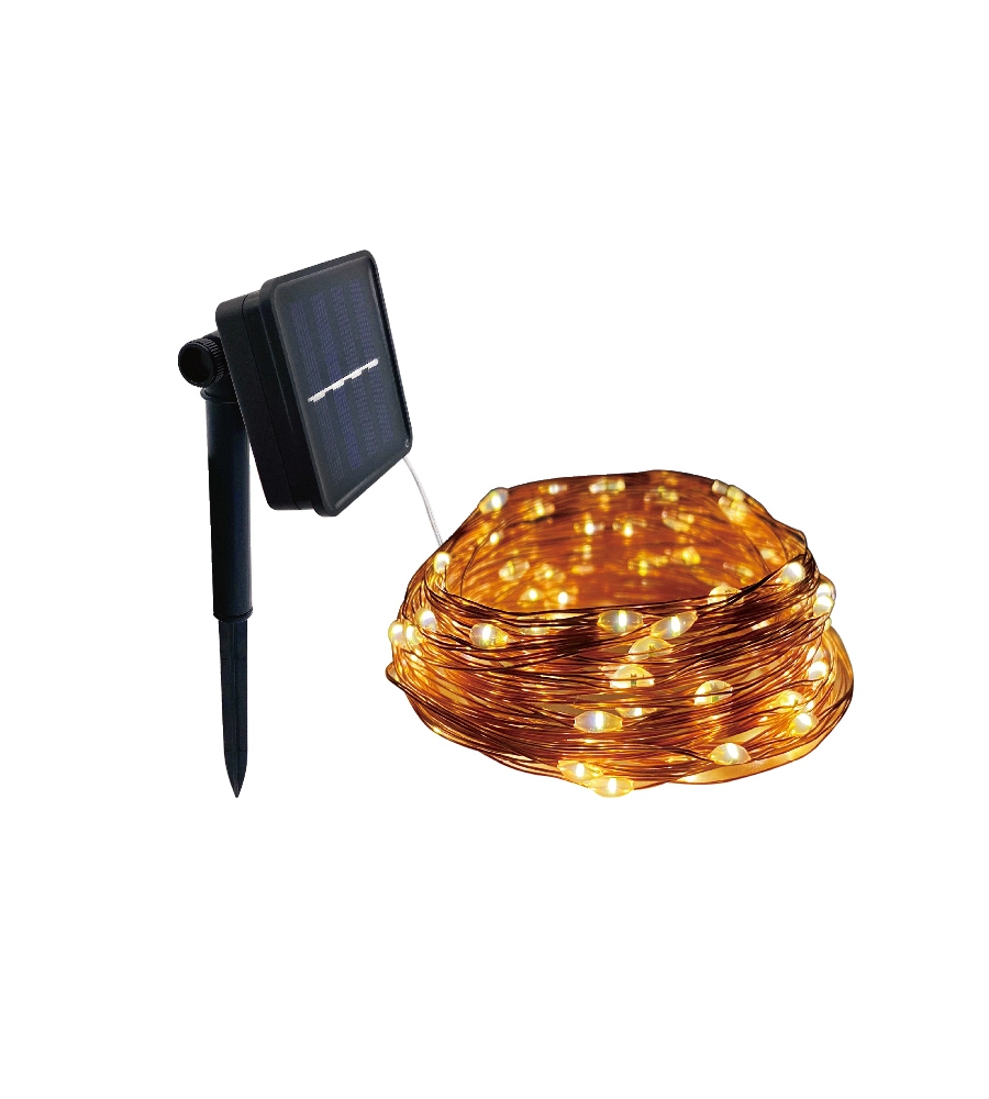 Catena luminosa led con pannello solare per esterni, 12 metri